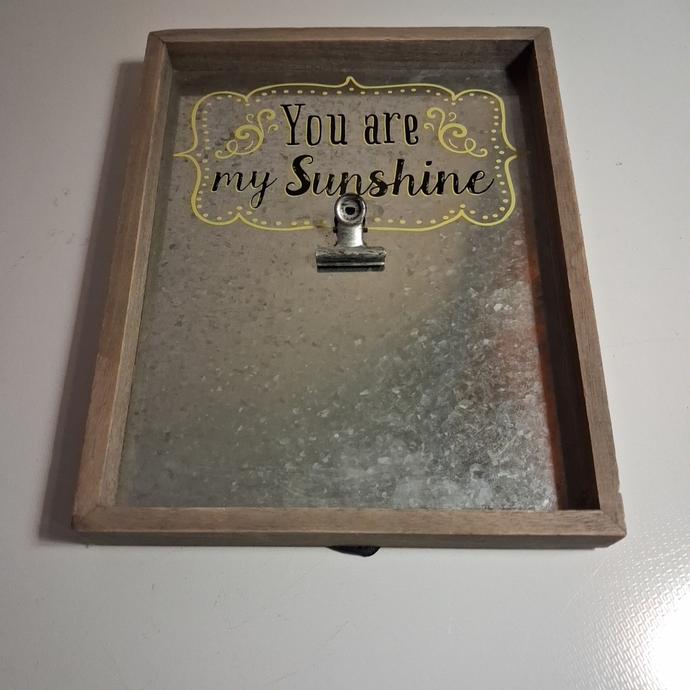 Wooden Frame with Metal Clip and Sunshine Quote